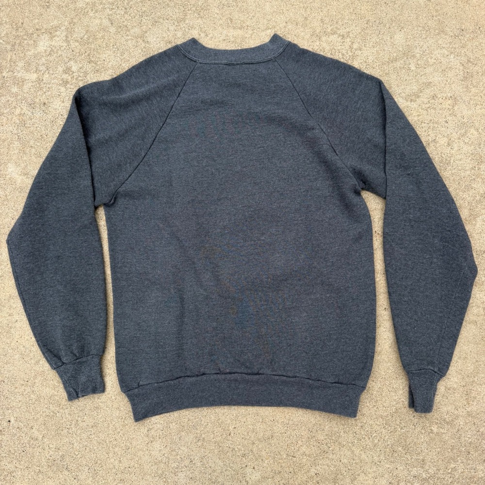 Vintage Jerzees Morning Sun Cat Graphic Sweatshirt Gray Raglan Medium Grannycore - Picture 5 of 7